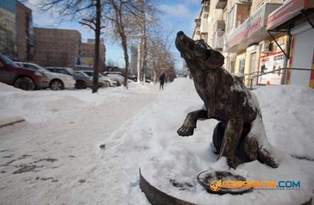 В Екатеринбурге установили памятник бездомным животным с копилкой для сбора средств